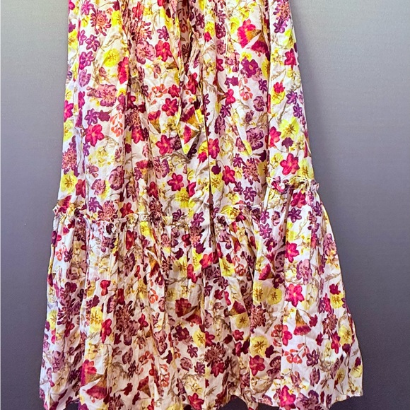 J. Crew White Floral Smocked Sundress with Purple & Yellow Print - Picture 4 of 6